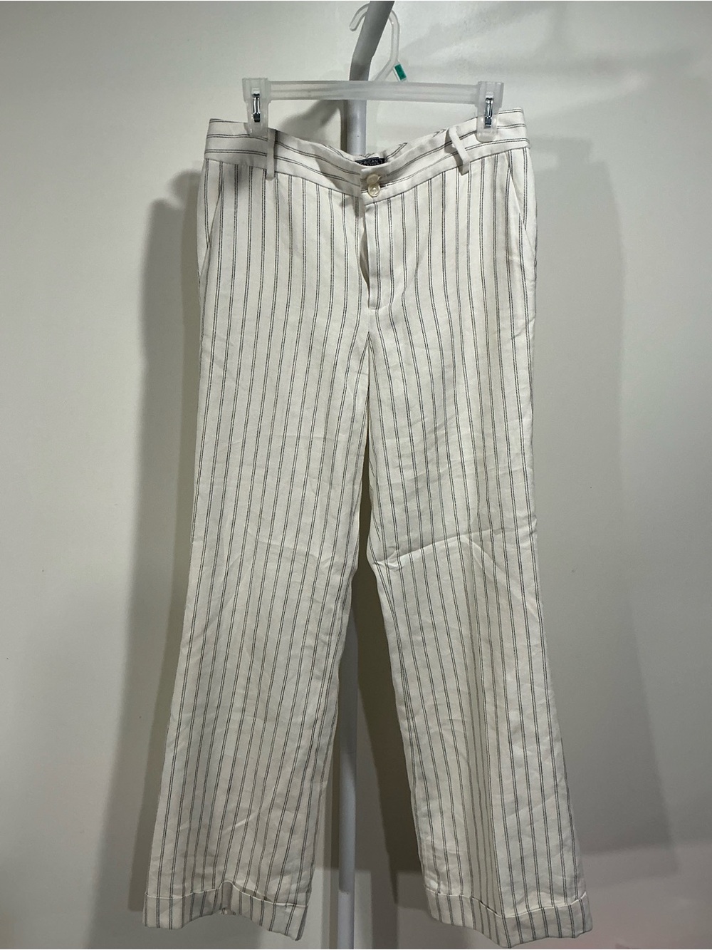 American Living Cream Trousers with Gray Pinstripes